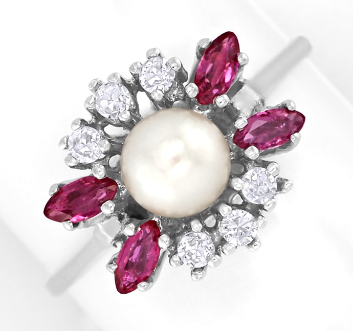 Foto 2 - Exquisiter Damenring Perle Diamanten Rubine, S5090
