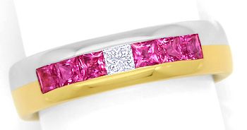 Foto 1 - Halbmemory Ring mit Diamant und Rubinen im Princess Cut, S9512